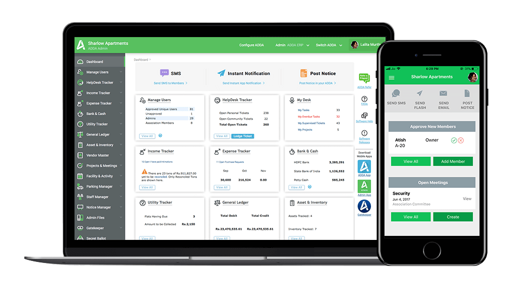 ADDA erp dashboard