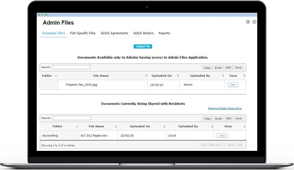 file storage space for Apartment management committee, RWA members