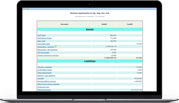 for recording all financial transactions, assets, liabilities of Apartment Complex