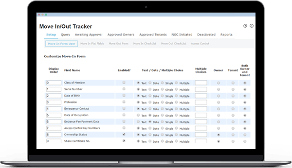 to track move in and out of tenants or residents